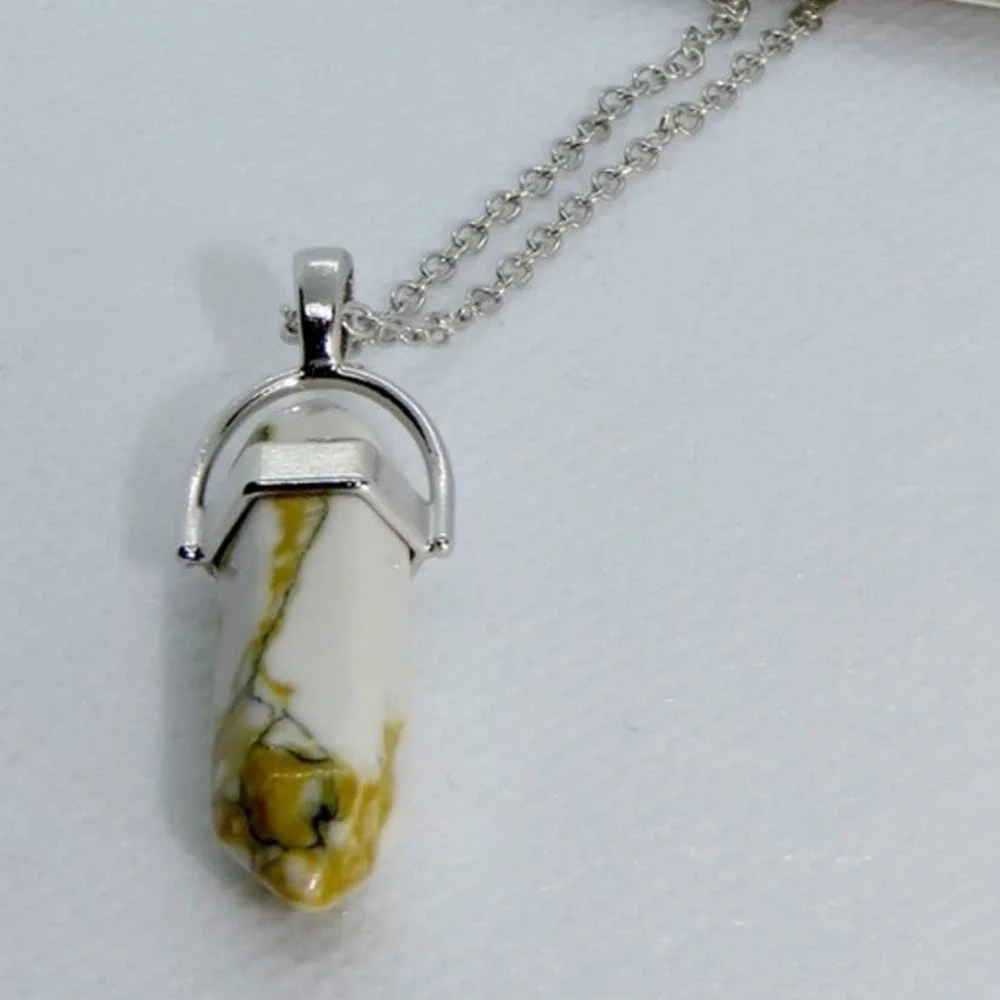 Hot Topic Tan Agate Marbled Chakra Pendant Necklace - Picture 3 of 4